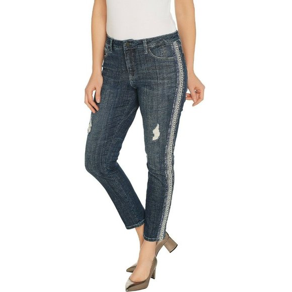 Laurie Felt Los Angeles Denim - Laurie Felt Embellished Stripe Girlfriend Sz 6